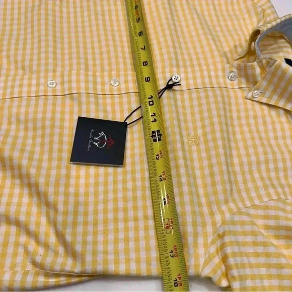NWT Brooks Brothers boys button down shirt. Yellow & white check size M - Picture 6 of 9